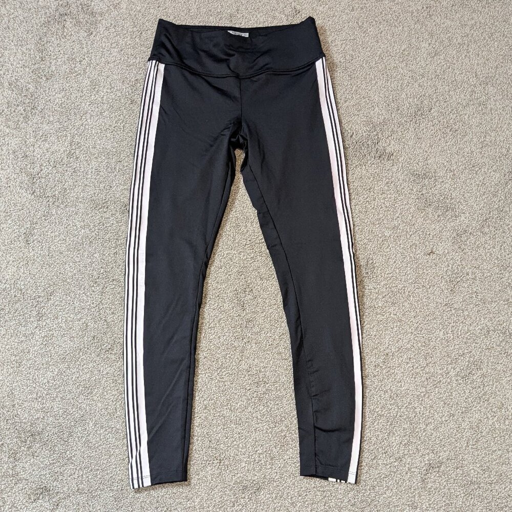 FOREVER 21 Black / White Stripe Activewear Athletic Yoga Leggings Pants; Size S